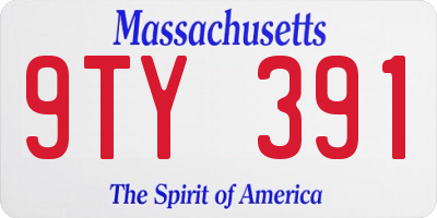 MA license plate 9TY391