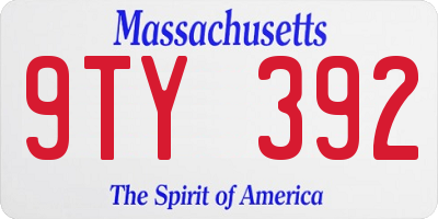 MA license plate 9TY392