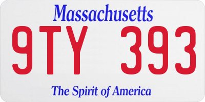 MA license plate 9TY393