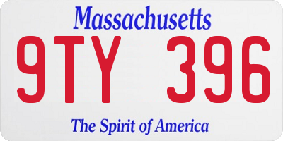 MA license plate 9TY396