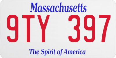 MA license plate 9TY397