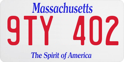 MA license plate 9TY402