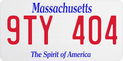 MA license plate 9TY404