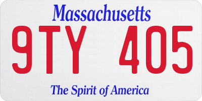 MA license plate 9TY405