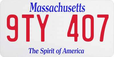 MA license plate 9TY407