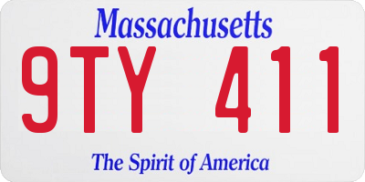 MA license plate 9TY411