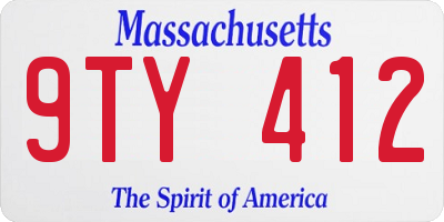 MA license plate 9TY412
