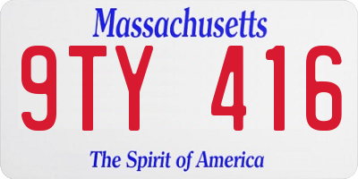MA license plate 9TY416