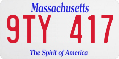 MA license plate 9TY417