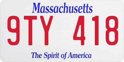 MA license plate 9TY418