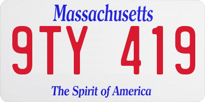 MA license plate 9TY419