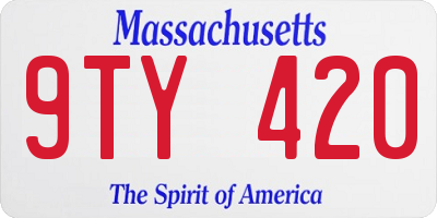 MA license plate 9TY420