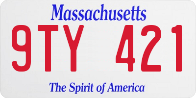 MA license plate 9TY421