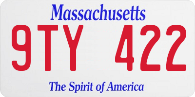 MA license plate 9TY422