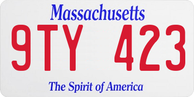 MA license plate 9TY423