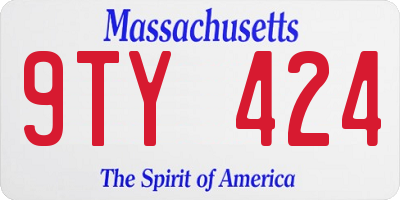 MA license plate 9TY424