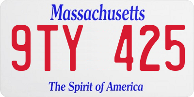 MA license plate 9TY425