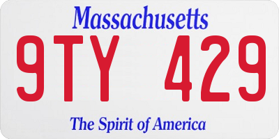 MA license plate 9TY429