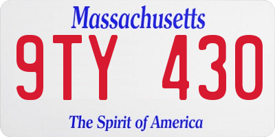 MA license plate 9TY430
