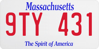 MA license plate 9TY431