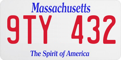 MA license plate 9TY432