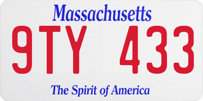 MA license plate 9TY433