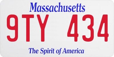 MA license plate 9TY434