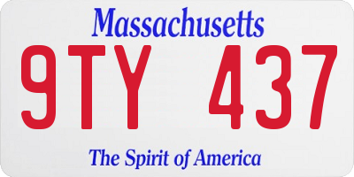 MA license plate 9TY437
