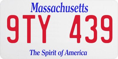 MA license plate 9TY439