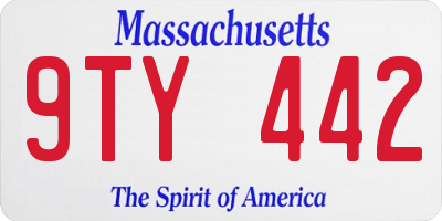 MA license plate 9TY442