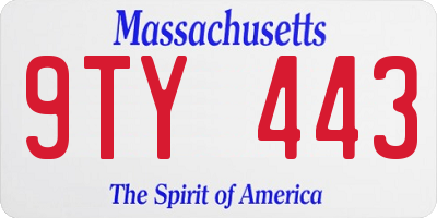 MA license plate 9TY443