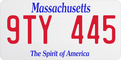 MA license plate 9TY445