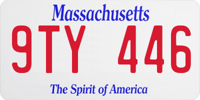 MA license plate 9TY446