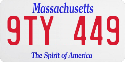 MA license plate 9TY449