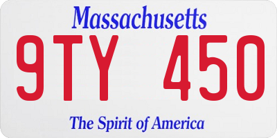 MA license plate 9TY450