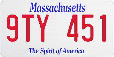MA license plate 9TY451