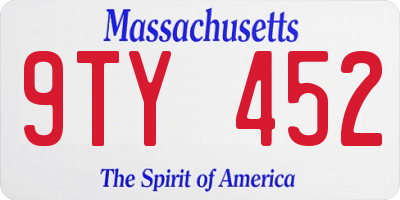 MA license plate 9TY452