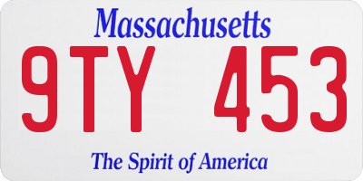 MA license plate 9TY453