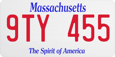 MA license plate 9TY455