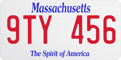 MA license plate 9TY456