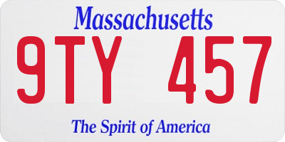 MA license plate 9TY457