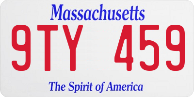 MA license plate 9TY459