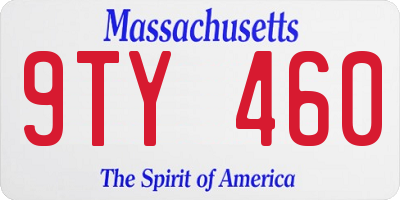 MA license plate 9TY460
