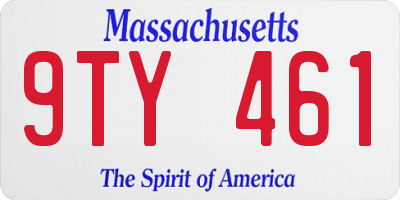 MA license plate 9TY461