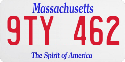 MA license plate 9TY462