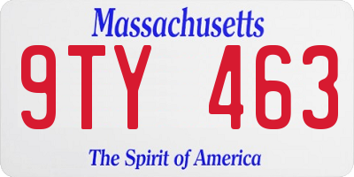 MA license plate 9TY463