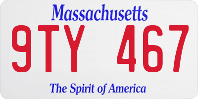 MA license plate 9TY467