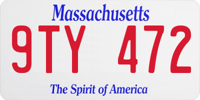 MA license plate 9TY472
