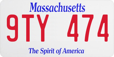 MA license plate 9TY474