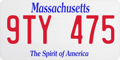 MA license plate 9TY475